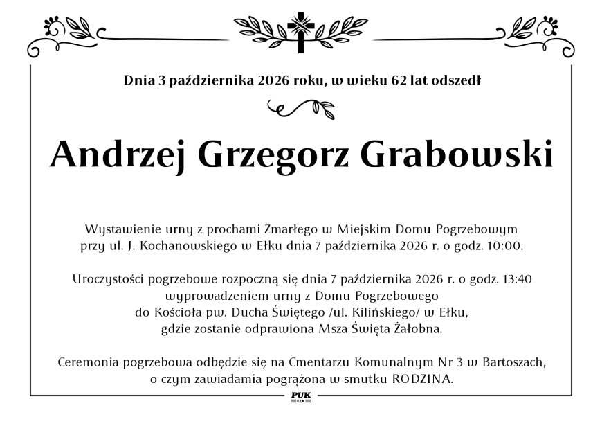Andrzej Grzegorz Grabowski - nekrolog